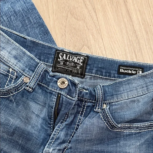 Buckle Salvage Blue Slim Men's Jeans - Picture 2 of 8